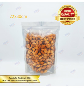 Túi zipper nhôm đáy đứng mặt trong mặt bạc (10kg)